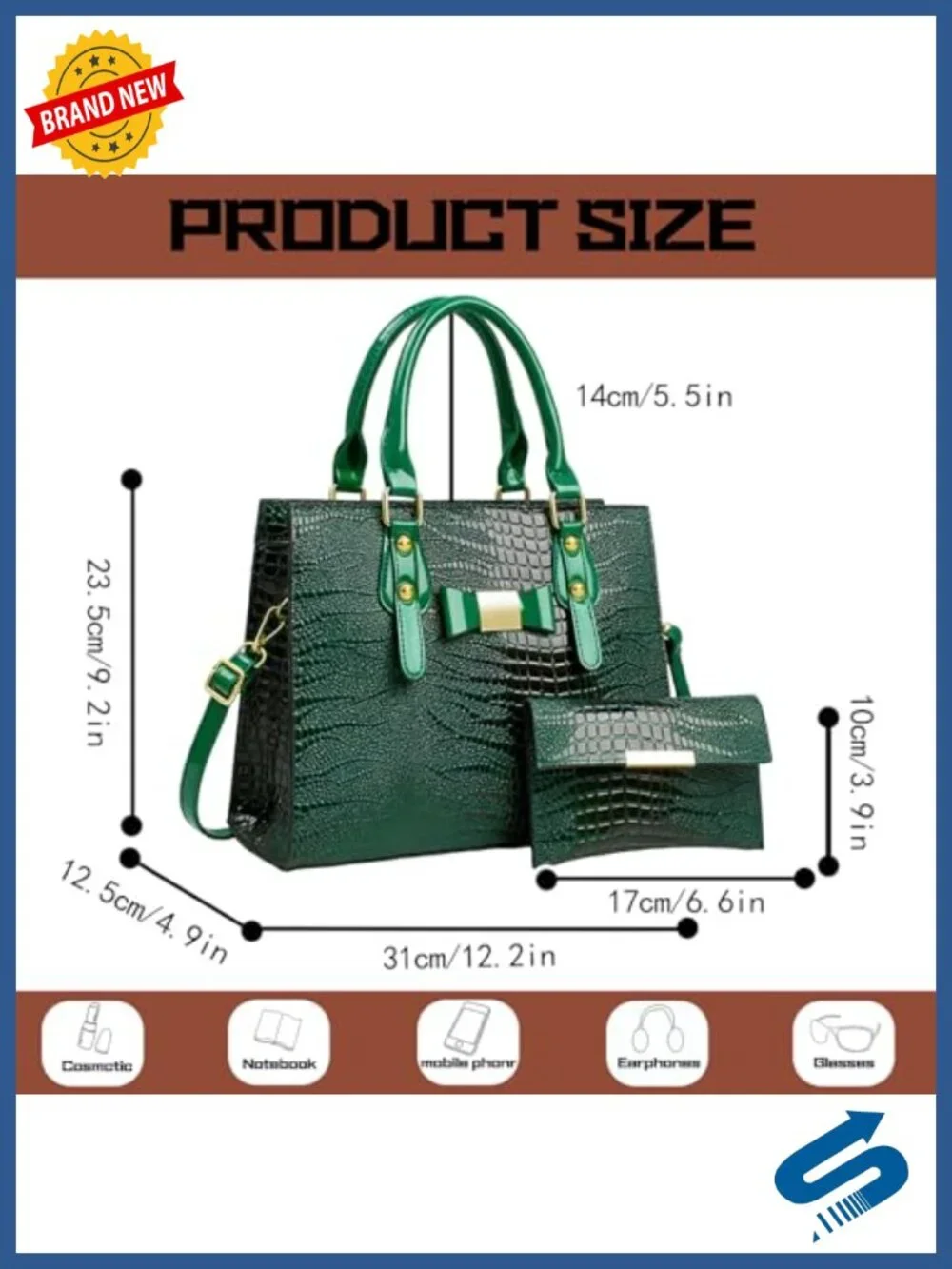 PU Leather Top Handle Satchel Bow Handbag Set with Wallet